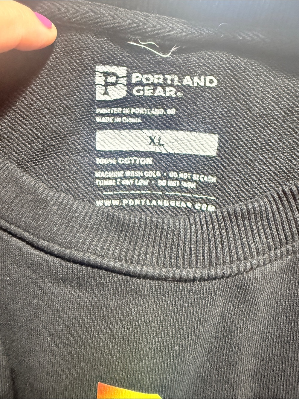 Portland Gear Pride Cropped Crew Neck Sweatshirt Size XL Black Rainbow Cotton - Picture 6 of 7